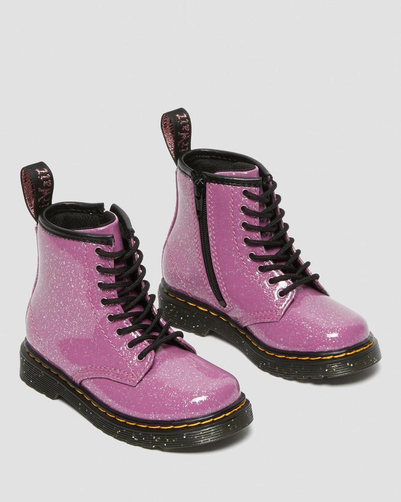 Kids' Dr Martens Toddler 1460 Glitter Lace Up Boots Pink | AU 692VRW